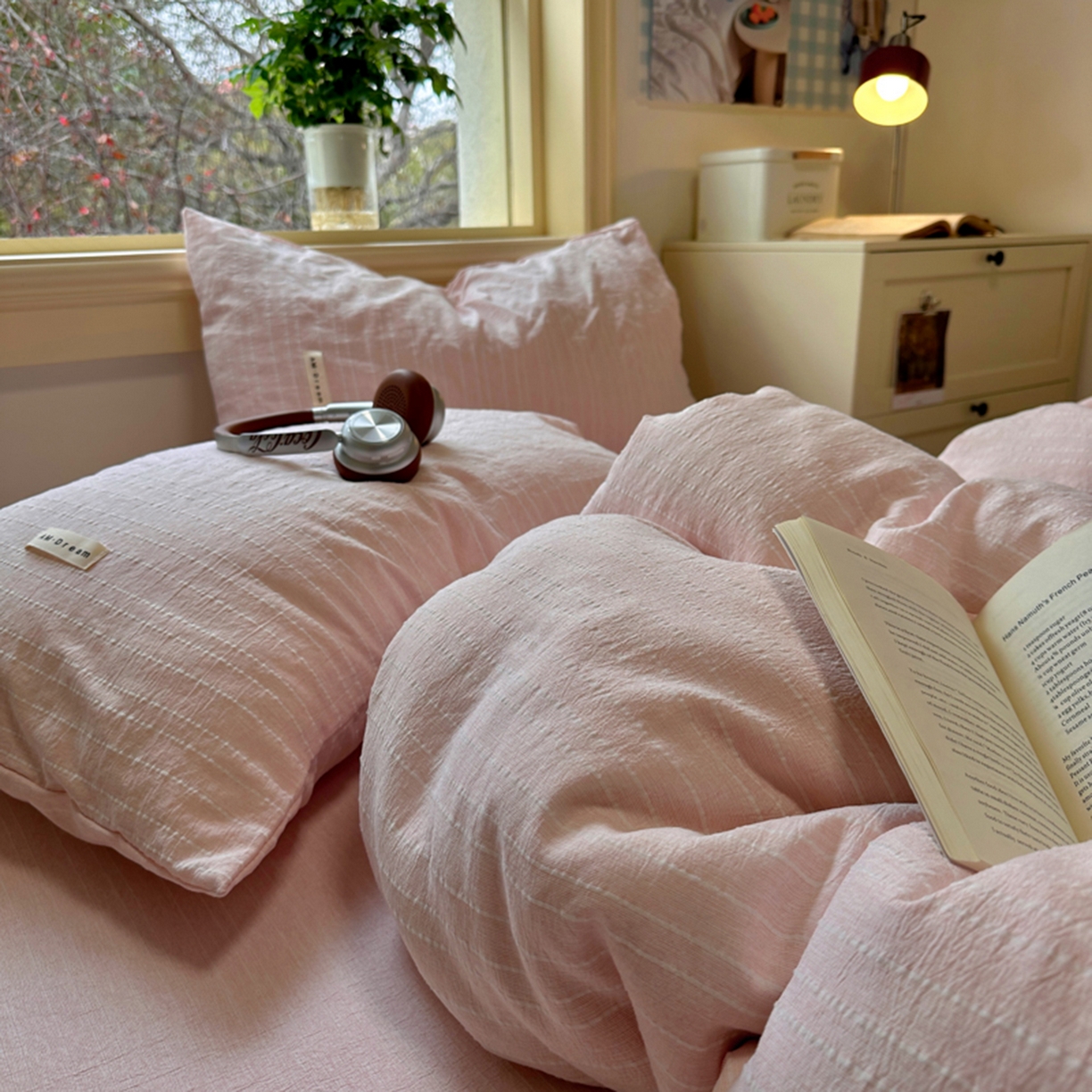 91家纺网 家纺一手货源 找家纺 阿曼达 2026新款简约素色亚麻风纯色无印四件套-素然 素然-玉色