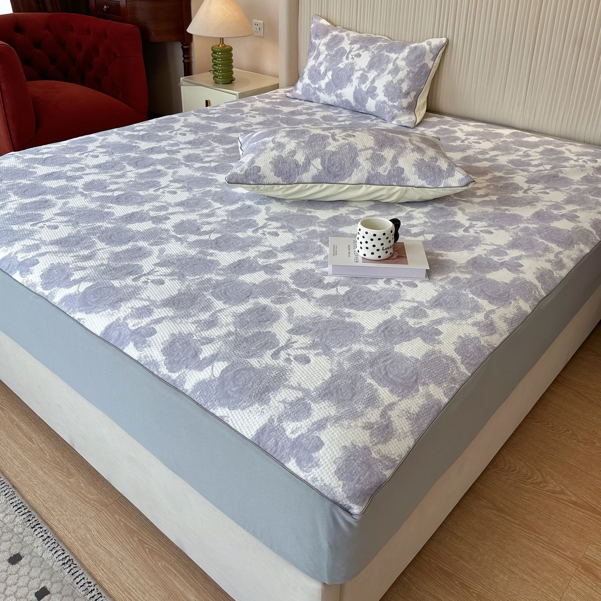 兜米家居 2026春夏新款韩国冷感科技PE软凉席垫三件套【床笠款】 床笠款～玫瑰紫