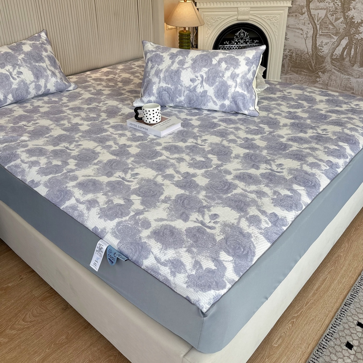 91家纺网 家纺一手货源 找家纺 兜米家居 2026春夏新款韩国冷感科技PE软凉席垫三件套【床笠款】 床笠款～玫瑰紫