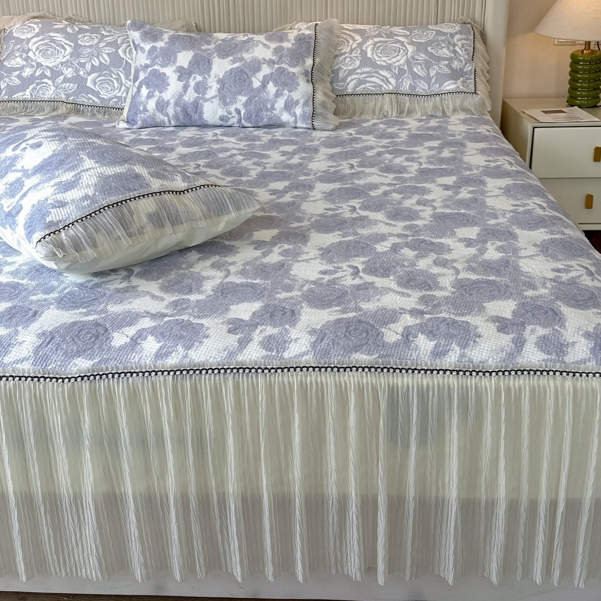 91家纺网 家纺一手货源 找家纺 兜米家居 2026春夏新款韩国冷感科技PE软凉席垫【床裙款】 床裙款-玫瑰紫