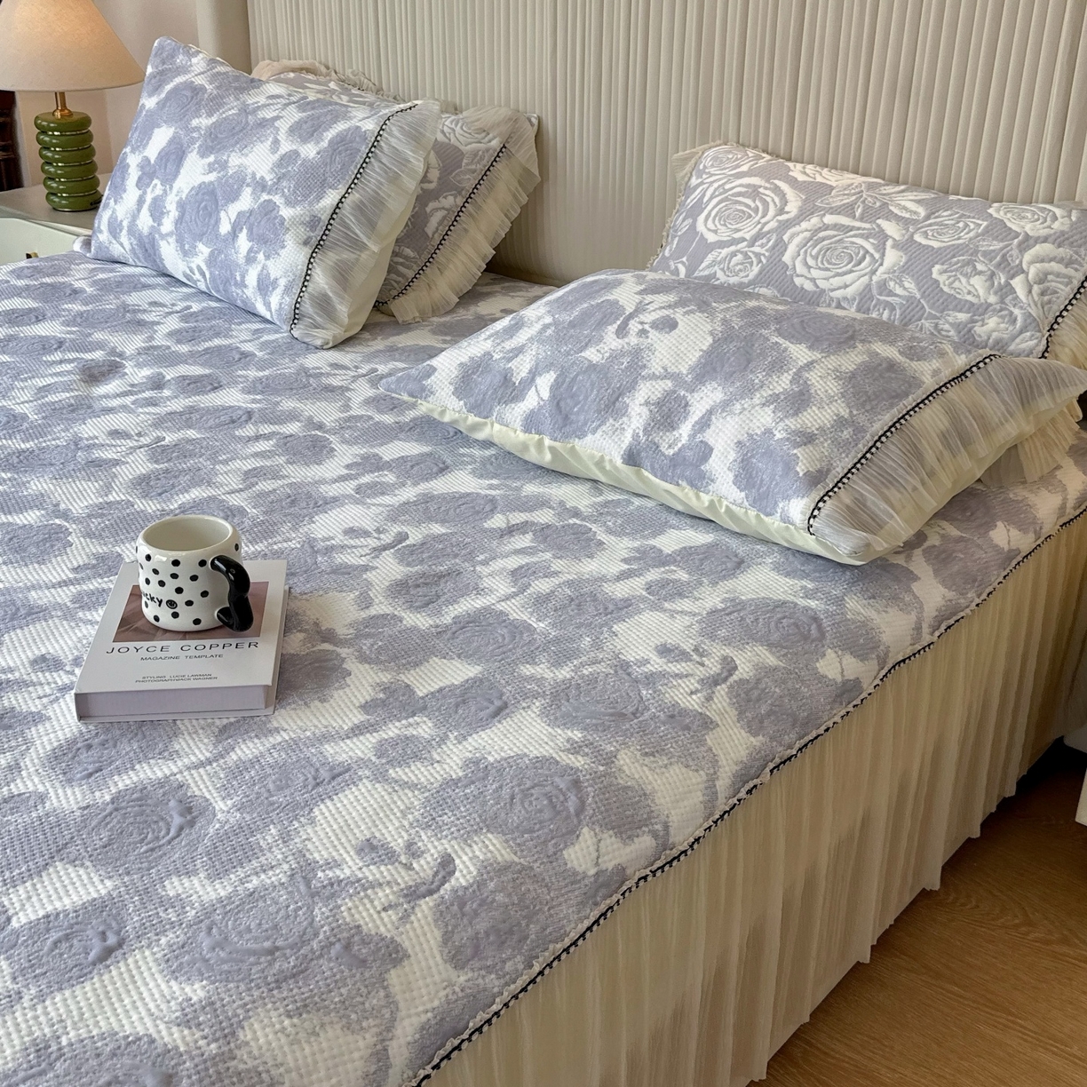 91家纺网 家纺一手货源 找家纺 兜米家居 2026春夏新款韩国冷感科技PE软凉席垫【床裙款】 床裙款-玫瑰紫