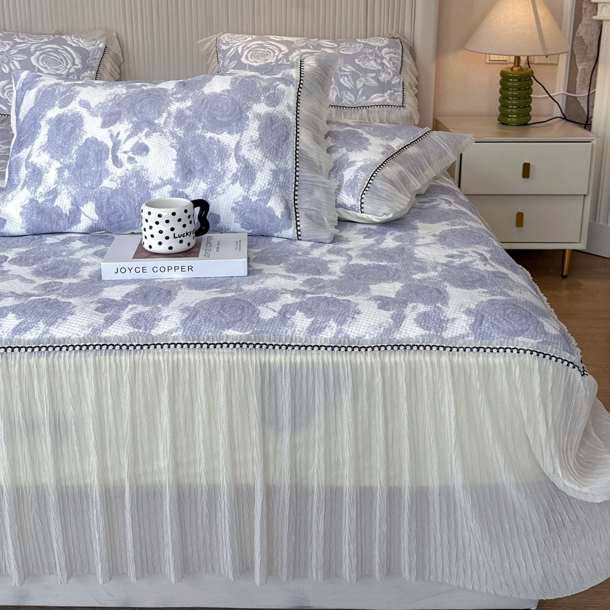 91家纺网 家纺一手货源 找家纺 兜米家居 2026春夏新款韩国冷感科技PE软凉席垫【床裙款】 床裙款-玫瑰紫