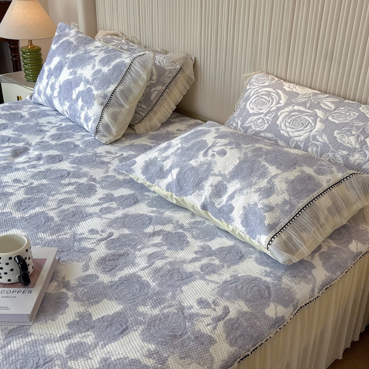 91家纺网 家纺一手货源 找家纺 兜米家居 2026春夏新款韩国冷感科技PE软凉席垫【床裙款】 床裙款-玫瑰紫