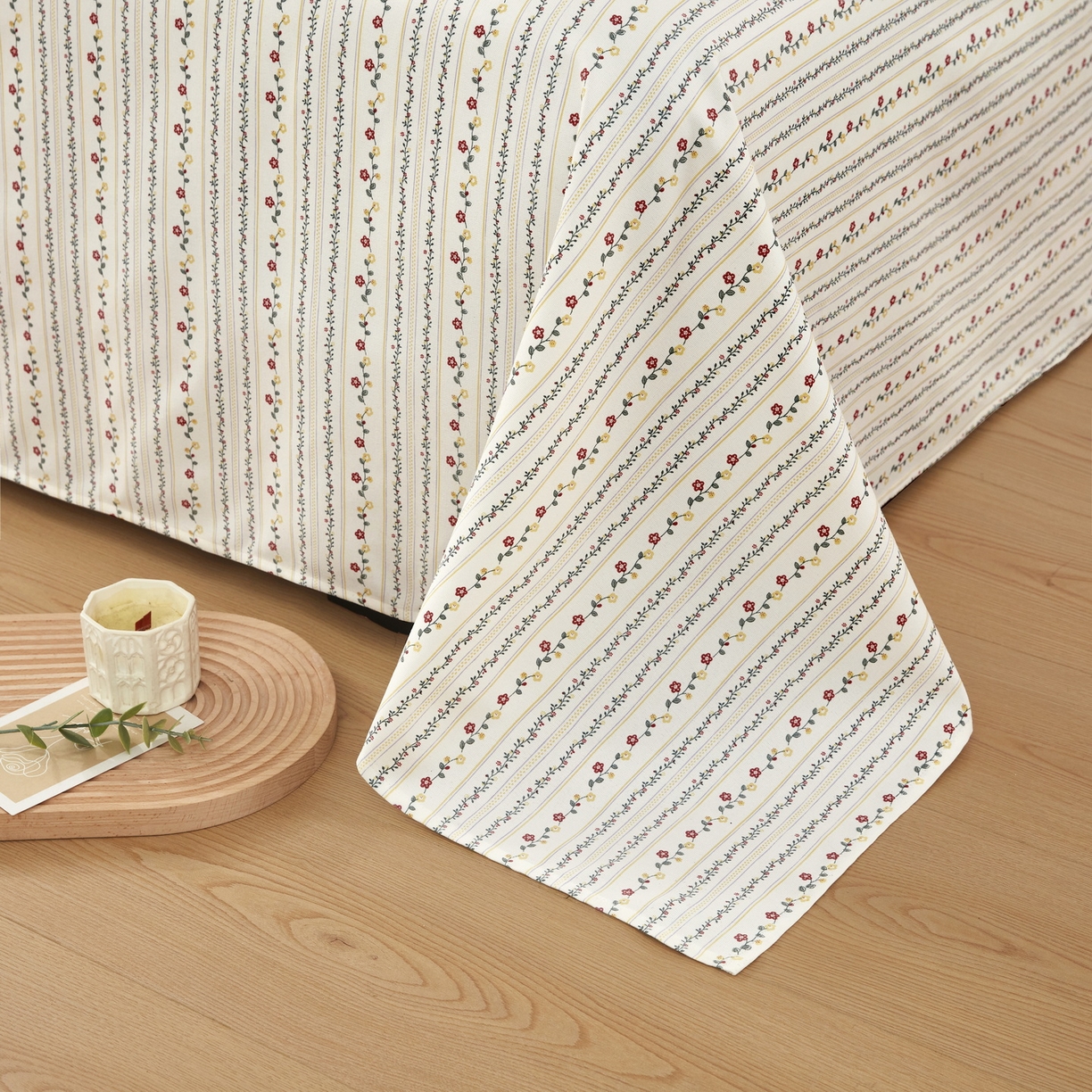 91家纺网 家纺一手货源 找家纺 美丽折家纺 2026春夏新款原棉老粗布单床单床单单件床单三件套 风雅玫瑰