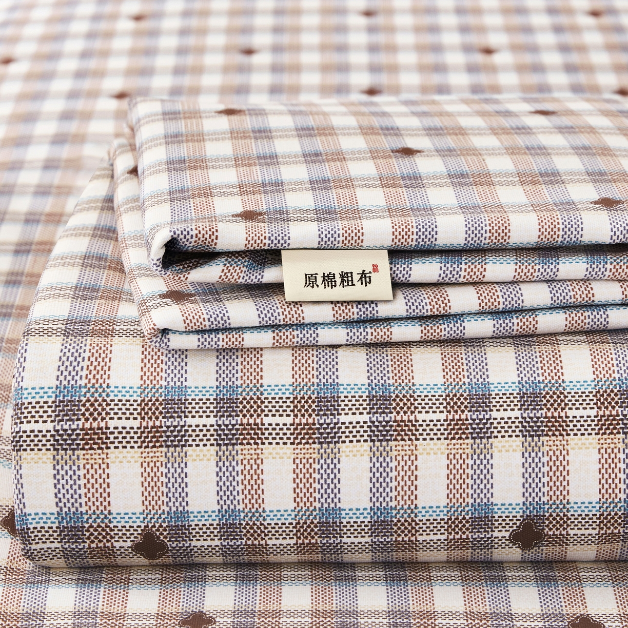 91家纺网 家纺一手货源 找家纺 美丽折家纺 2026春夏新款原棉老粗布单床单床单单件床单三件套 格格屋