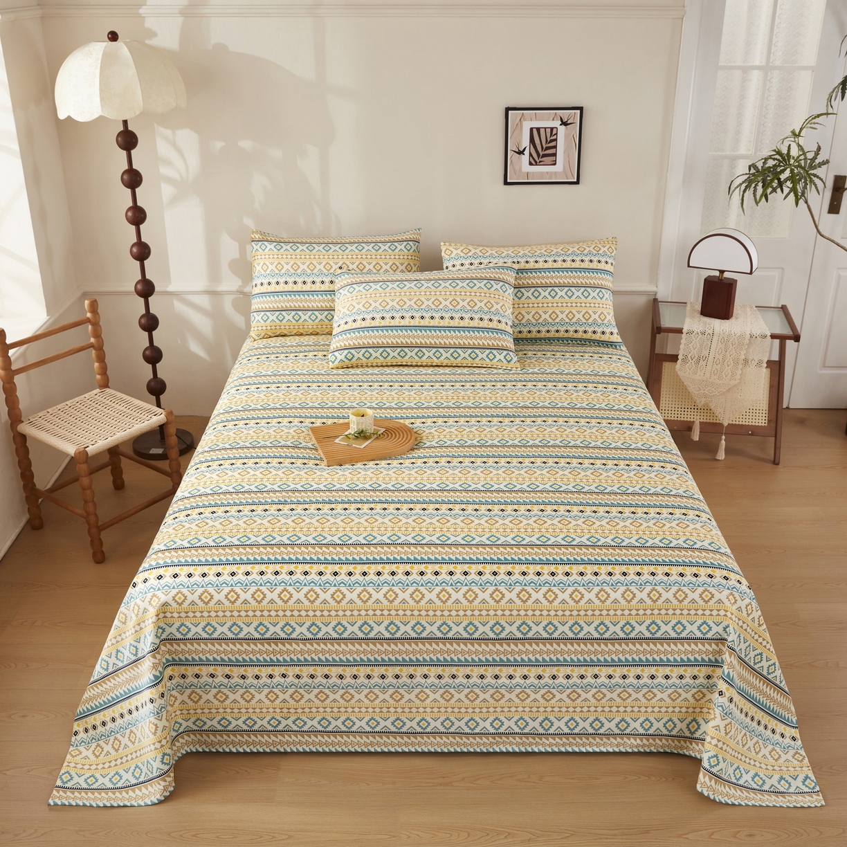 91家纺网 家纺一手货源 找家纺 美丽折家纺 2026春夏新款原棉老粗布单床单床单单件床单三件套 西雅图