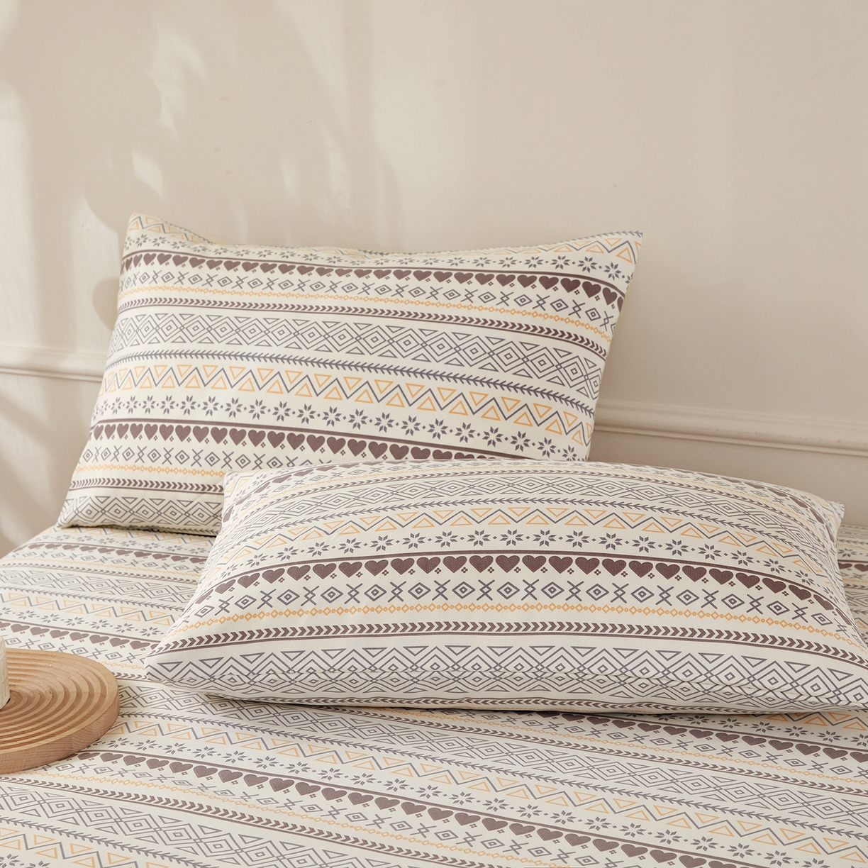 91家纺网 家纺一手货源 找家纺 美丽折家纺 2026春夏新款原棉老粗布单床单床单单件床单三件套 波西米亚-咖