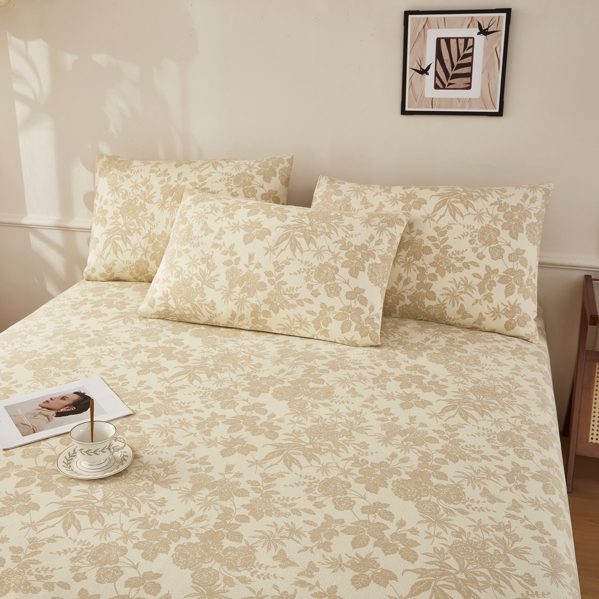 91家纺网 家纺一手货源 找家纺 美丽折家纺 2026春夏新款原棉老粗布单床单床单单件床单三件套 芳华