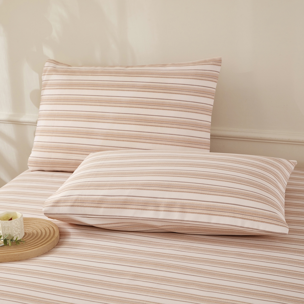 91家纺网 家纺一手货源 找家纺 美丽折家纺 2026春夏新款原棉老粗布单床单床单单件床单三件套 条纹-粉