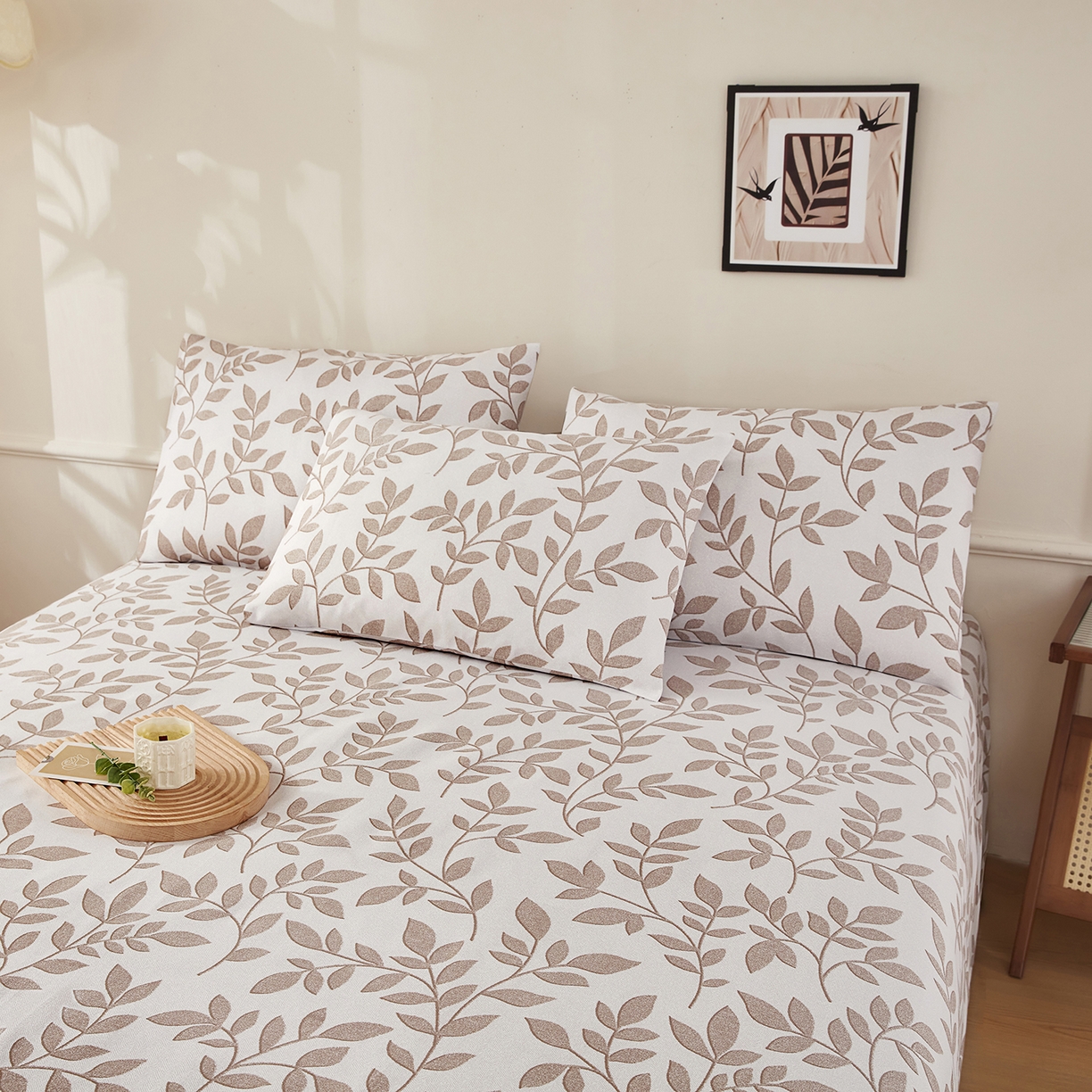 91家纺网 家纺一手货源 找家纺 美丽折家纺 2026春夏新款原棉老粗布单床单床单单件床单三件套 知秋