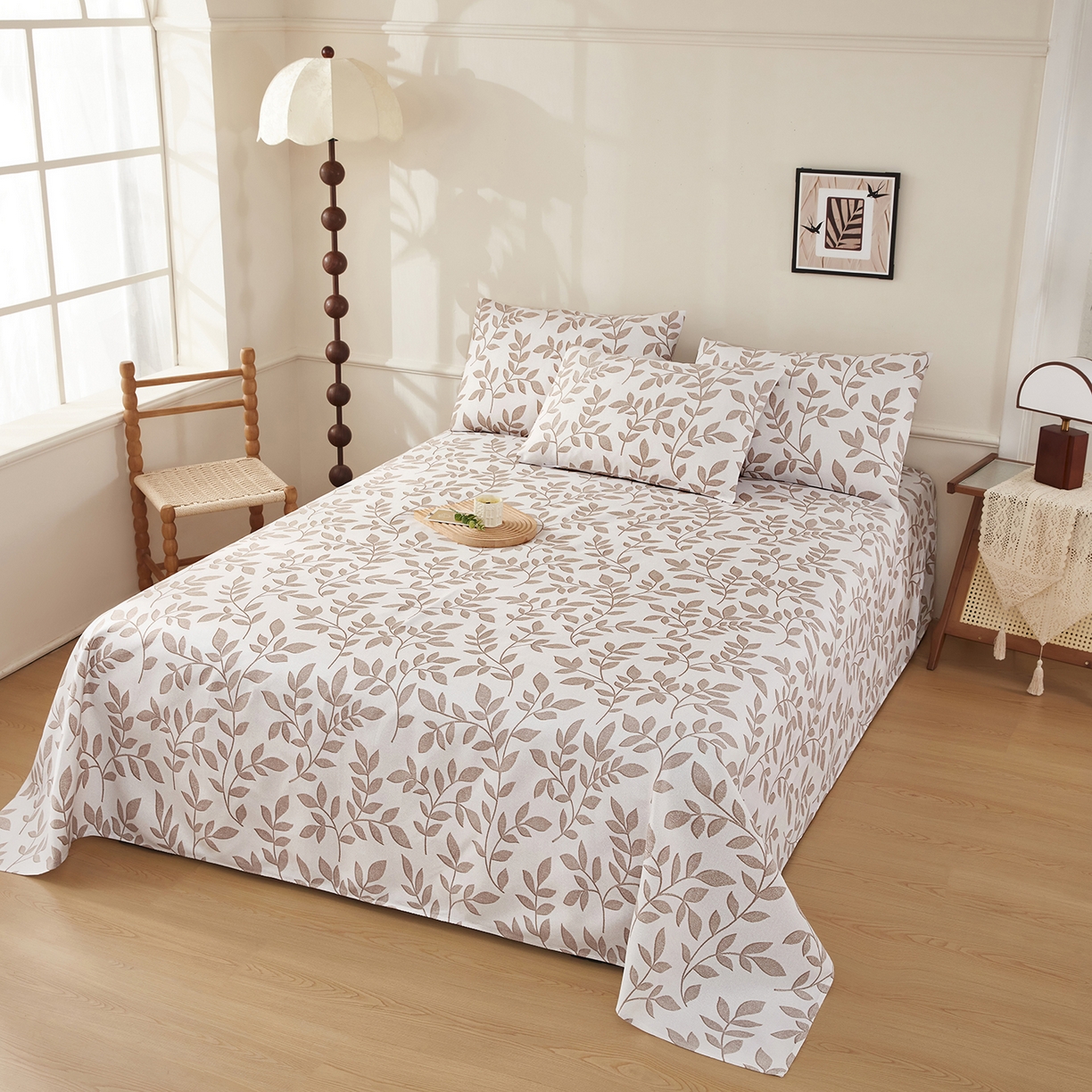 91家纺网 家纺一手货源 找家纺 美丽折家纺 2026春夏新款原棉老粗布单床单床单单件床单三件套 知秋