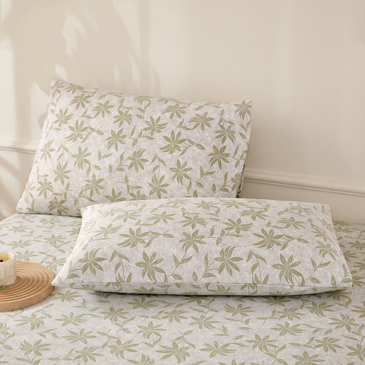 91家纺网 家纺一手货源 找家纺 美丽折家纺 2026春夏新款原棉老粗布单床单床单单件床单三件套 绿影