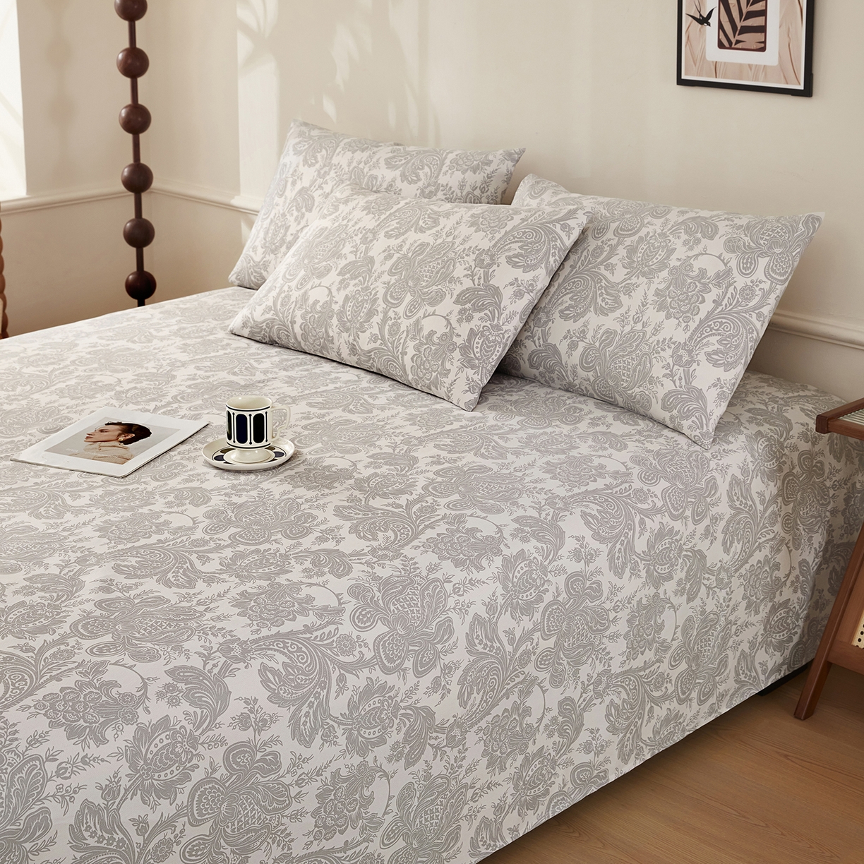 91家纺网 家纺一手货源 找家纺 美丽折家纺 2026春夏新款原棉老粗布单床单床单单件床单三件套 兰颂