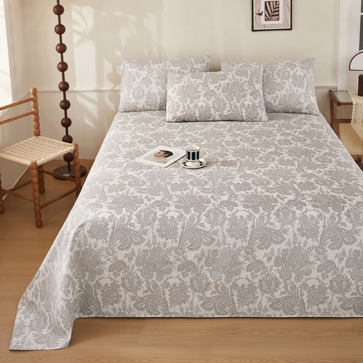 91家纺网 家纺一手货源 找家纺 美丽折家纺 2026春夏新款原棉老粗布单床单床单单件床单三件套 兰颂