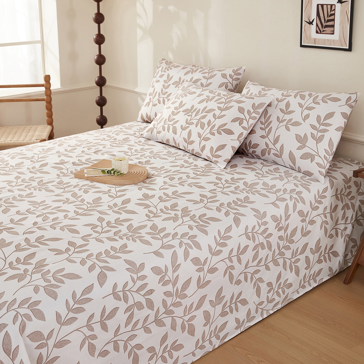 91家纺网 家纺一手货源 找家纺 美丽折家纺 2026春夏新款原棉老粗布单床单床单单件床单三件套 知秋