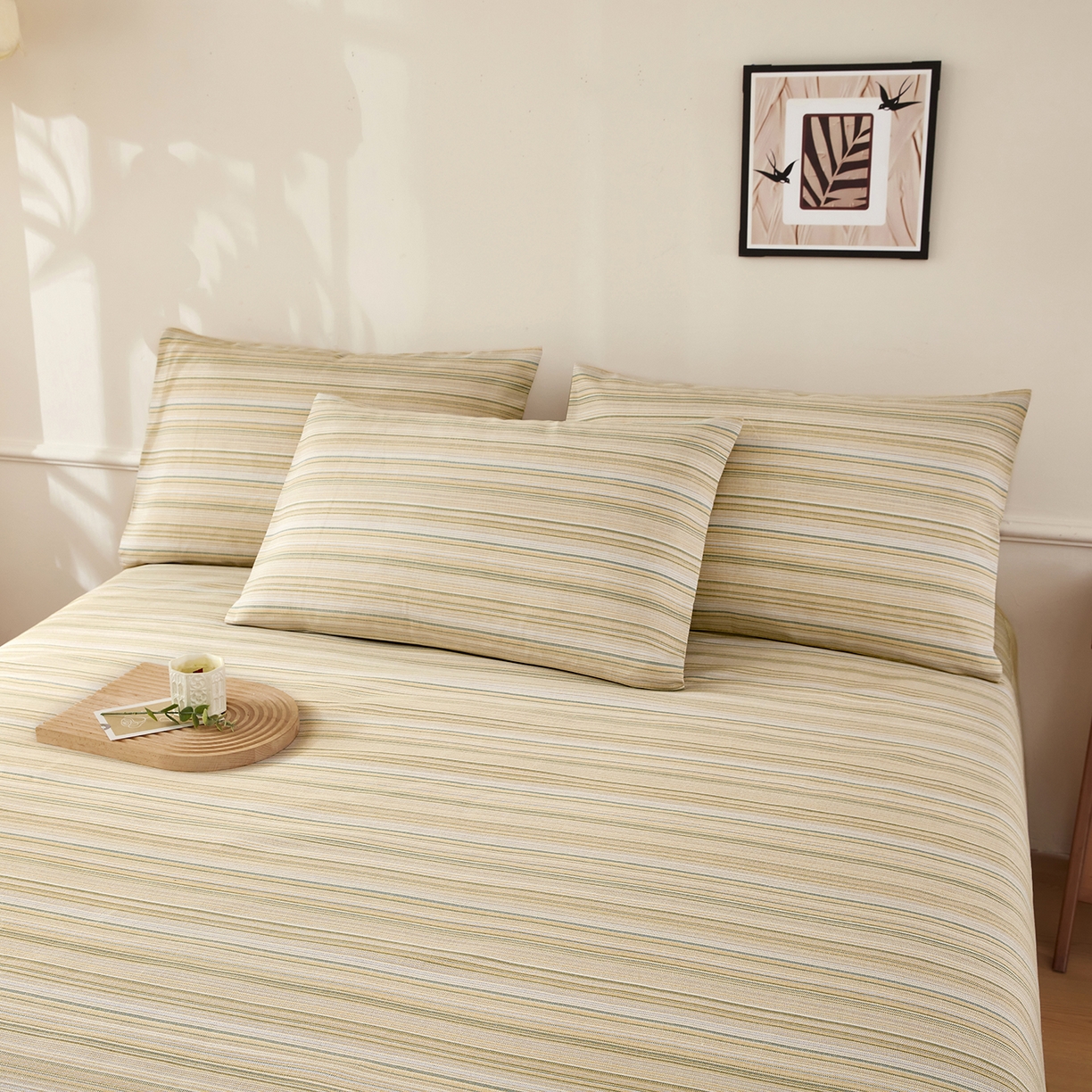 91家纺网 家纺一手货源 找家纺 美丽折家纺 2026春夏新款原棉老粗布单床单床单单件床单三件套 浅禾