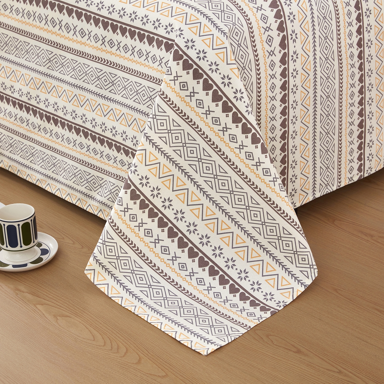 91家纺网 家纺一手货源 找家纺 美丽折家纺 2026春夏新款原棉老粗布单床单床单单件床单三件套 波西米亚-咖