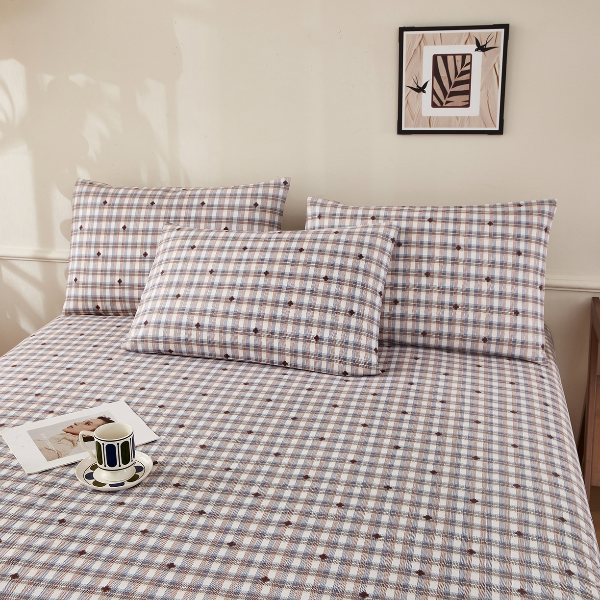 91家纺网 家纺一手货源 找家纺 美丽折家纺 2026春夏新款原棉老粗布单床单床单单件床单三件套 格格屋