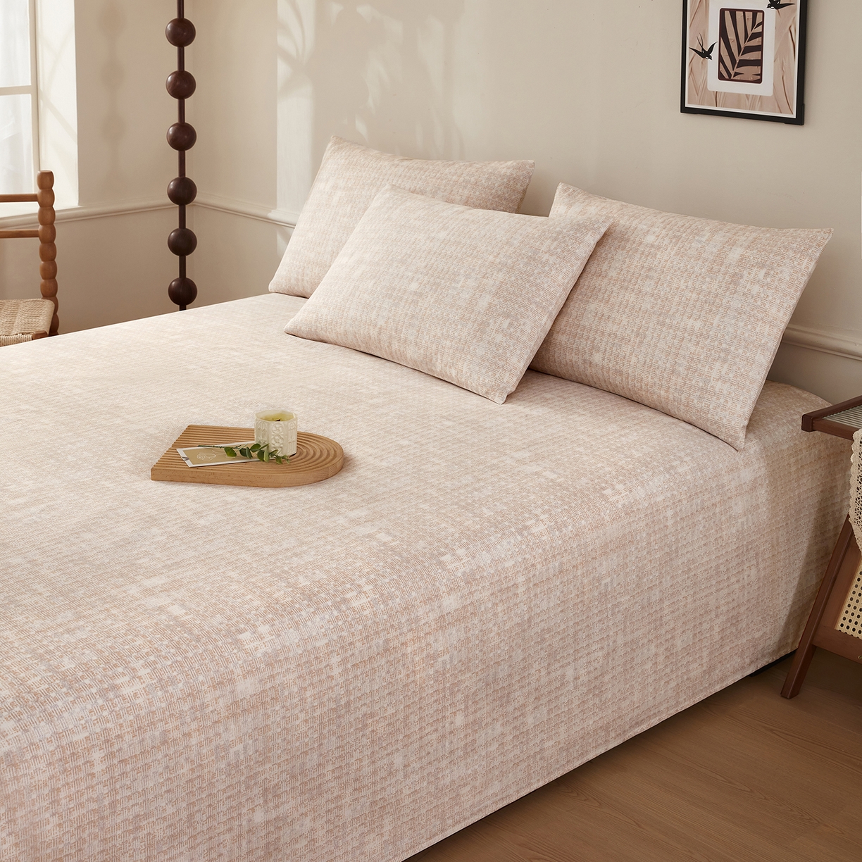 91家纺网 家纺一手货源 找家纺 美丽折家纺 2026春夏新款原棉老粗布单床单床单单件床单三件套 柔格