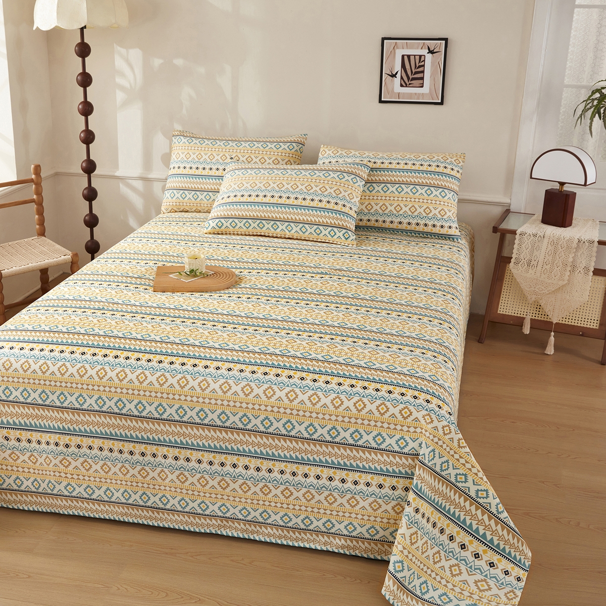 91家纺网 家纺一手货源 找家纺 美丽折家纺 2026春夏新款原棉老粗布单床单床单单件床单三件套 西雅图