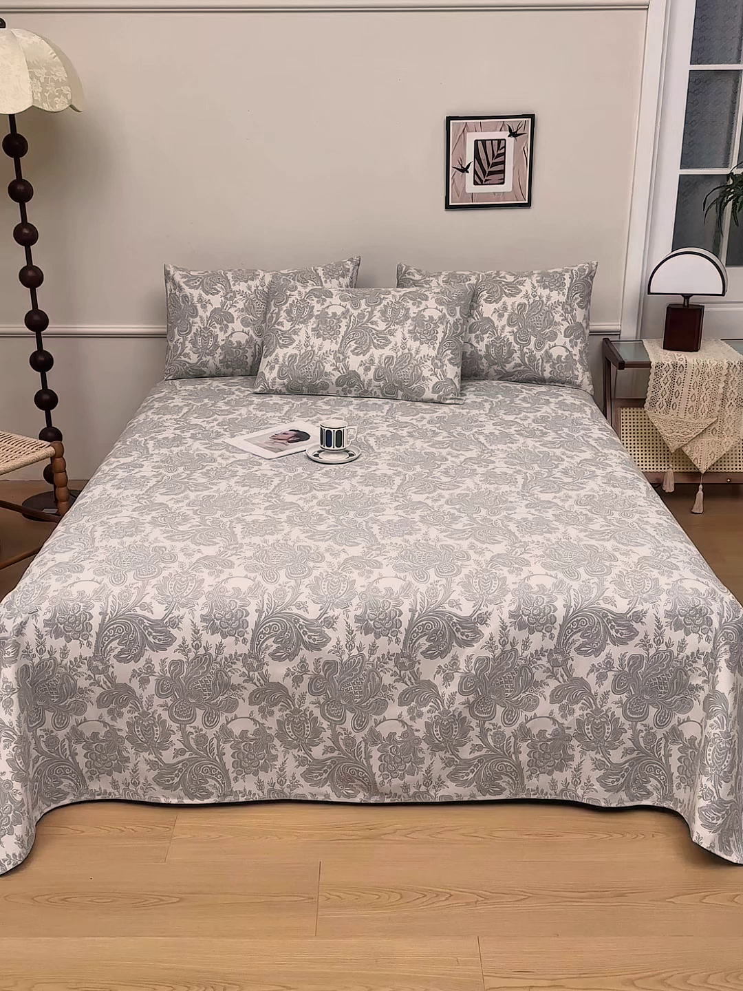 91家纺网 家纺一手货源 找家纺 美丽折家纺 2026春夏新款原棉老粗布单床单床单单件床单三件套 兰颂