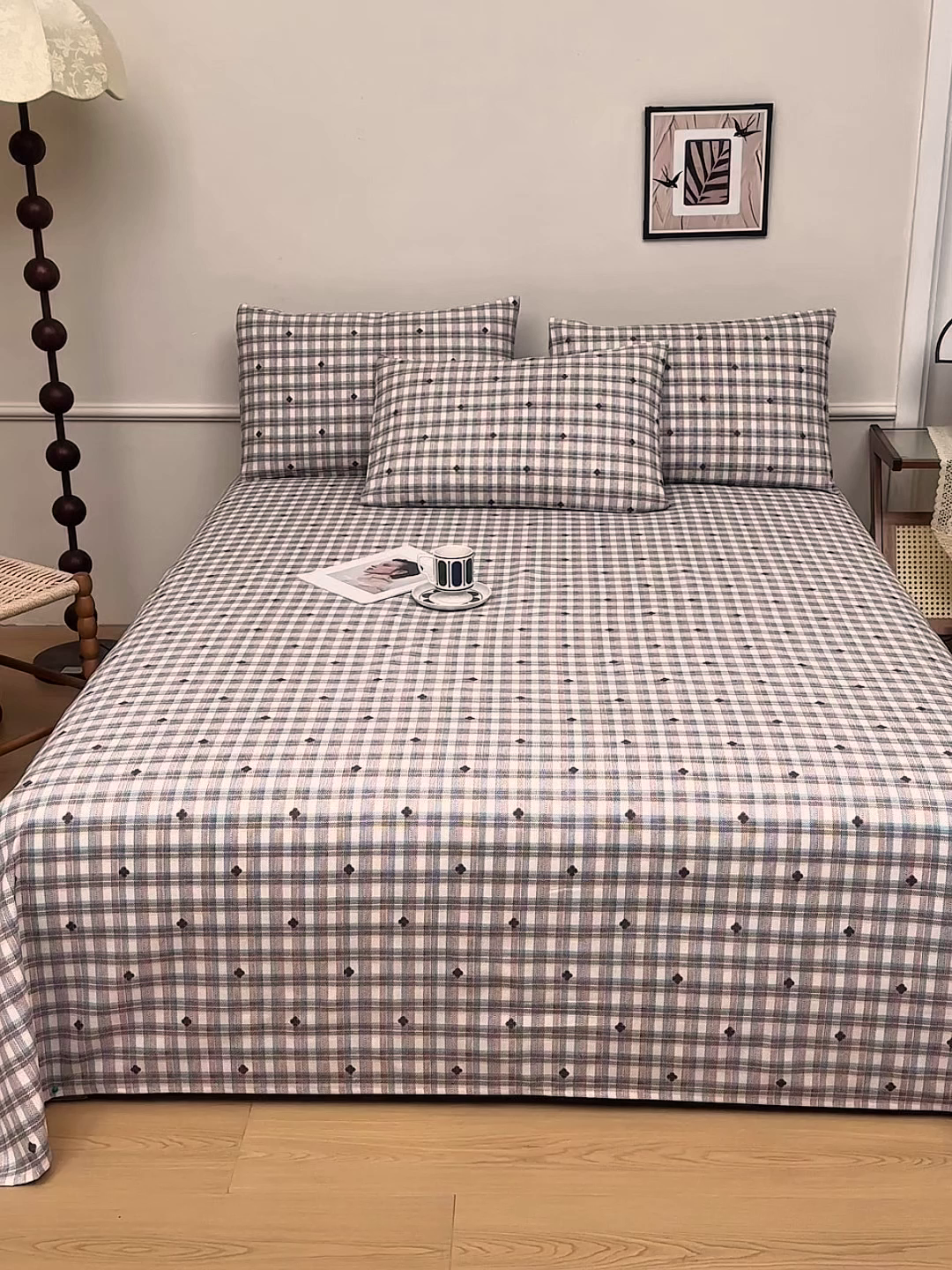 91家纺网 家纺一手货源 找家纺 美丽折家纺 2026春夏新款原棉老粗布单床单床单单件床单三件套 格格屋