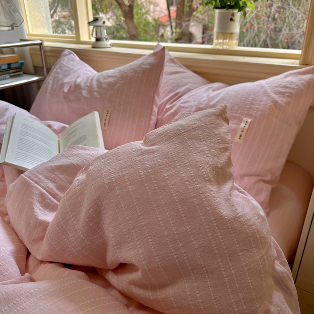 91家纺网 家纺一手货源 找家纺 阿曼达 2026新款简约素色亚麻风纯色无印四件套-素然 素然-玉色