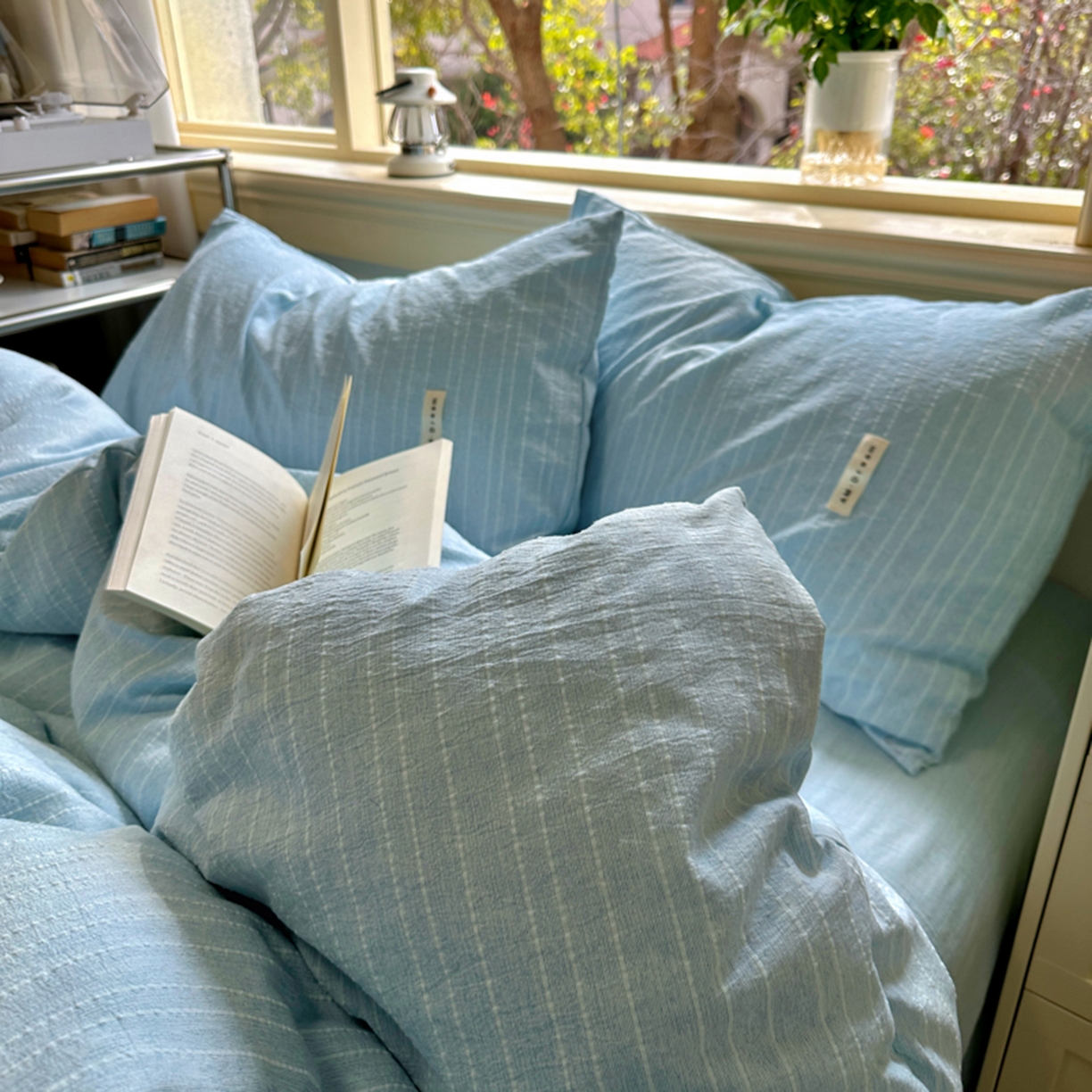 91家纺网 家纺一手货源 找家纺 阿曼达 2026新款简约素色亚麻风纯色无印四件套-素然 素然-天兰