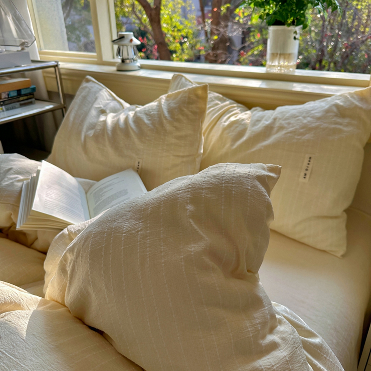 91家纺网 家纺一手货源 找家纺 （总）阿曼达 2026新款简约素色亚麻风纯色无印四件套-素然