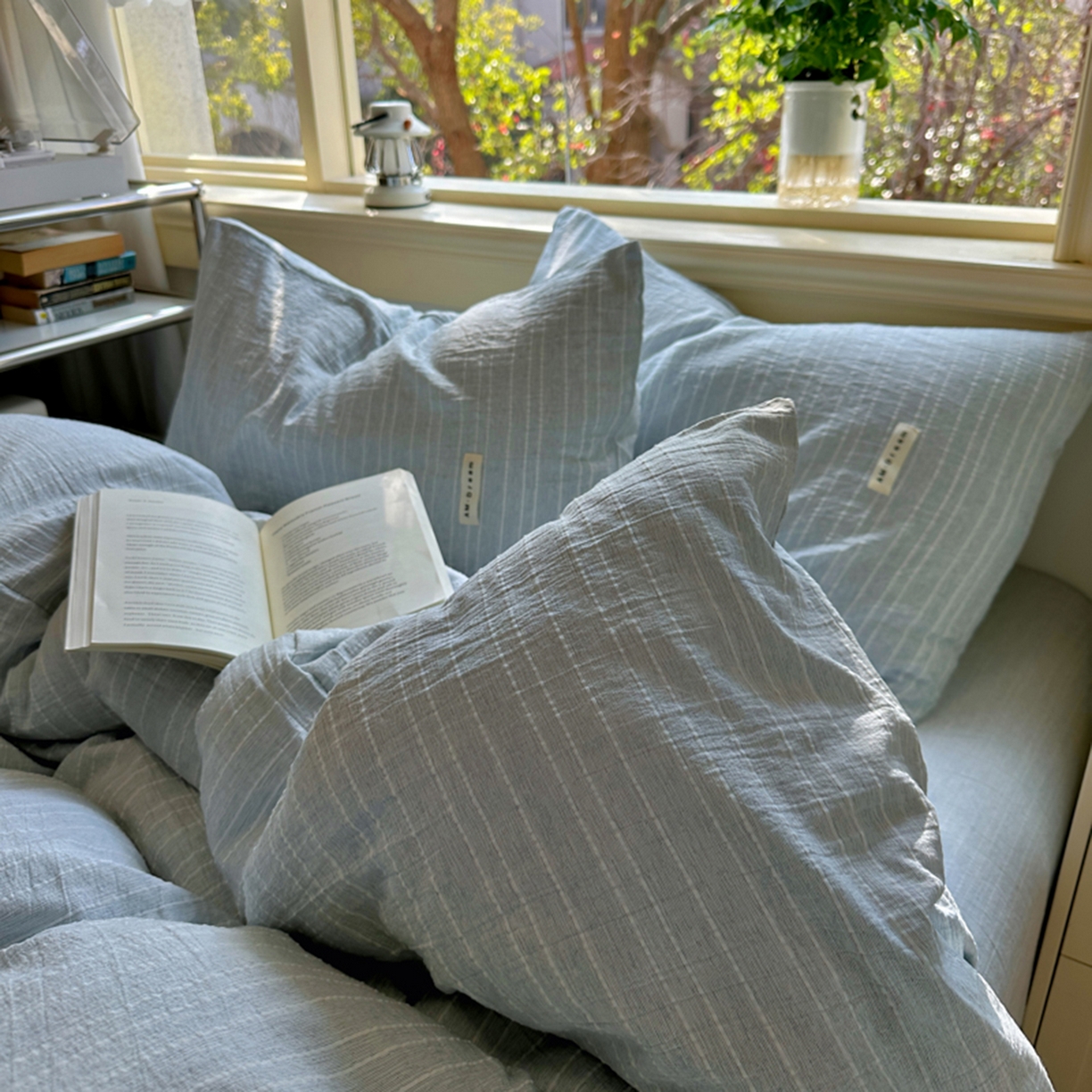 91家纺网 家纺一手货源 找家纺 （总）阿曼达 2026新款简约素色亚麻风纯色无印四件套-素然