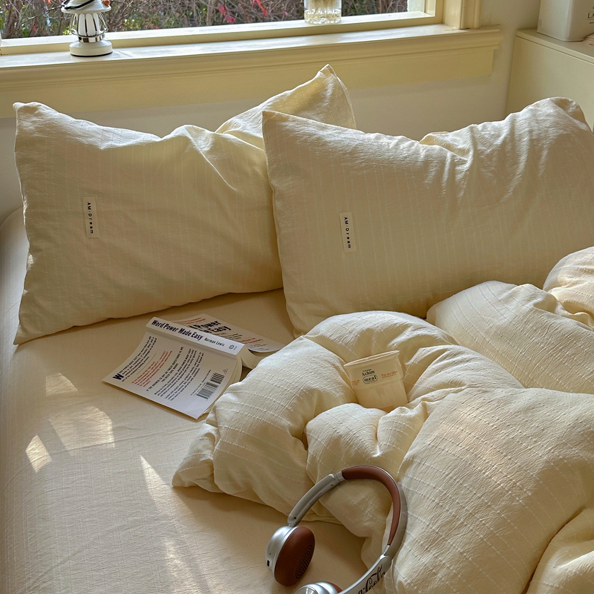 91家纺网 家纺一手货源 找家纺 （总）阿曼达 2026新款简约素色亚麻风纯色无印四件套-素然