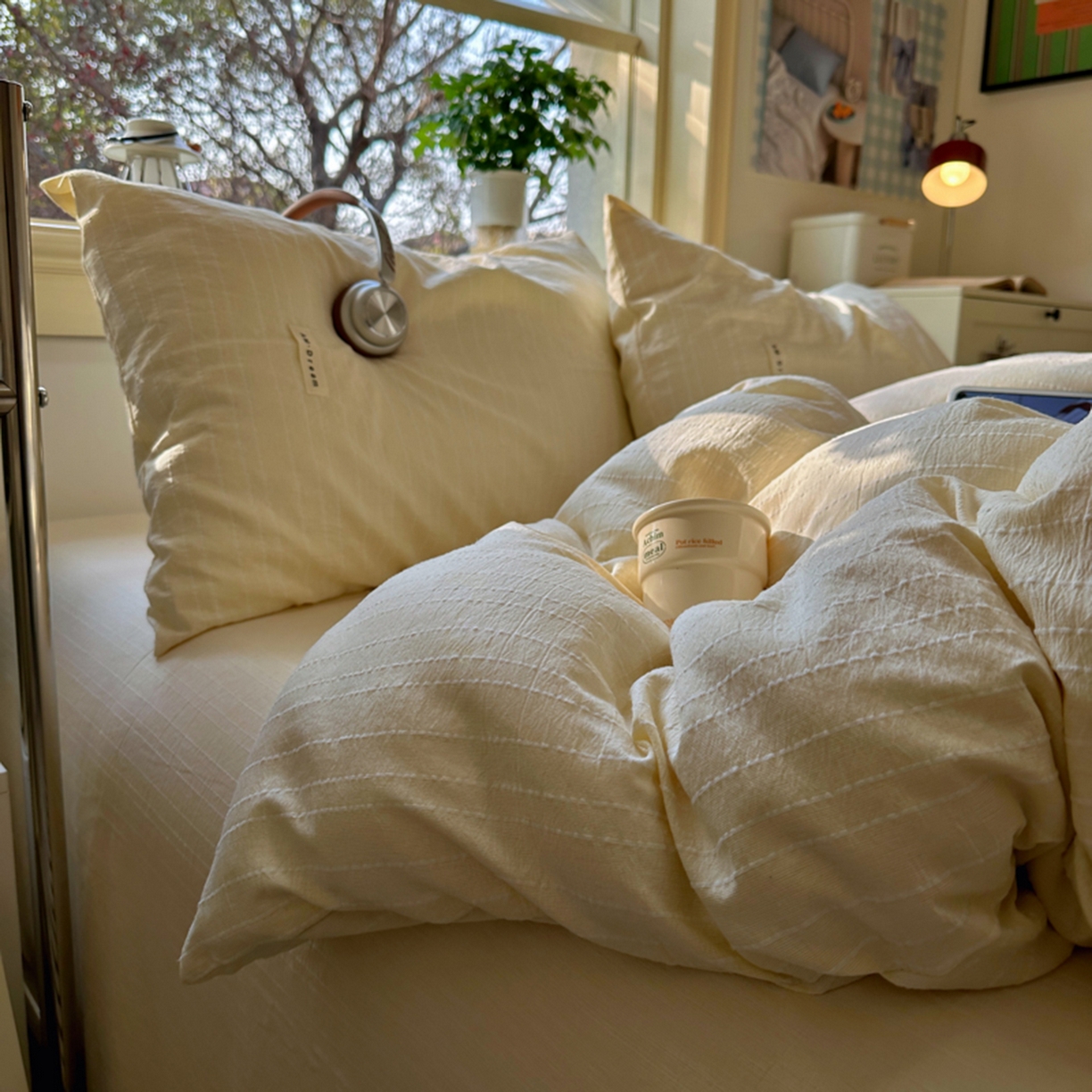 91家纺网 家纺一手货源 找家纺 （总）阿曼达 2026新款简约素色亚麻风纯色无印四件套-素然