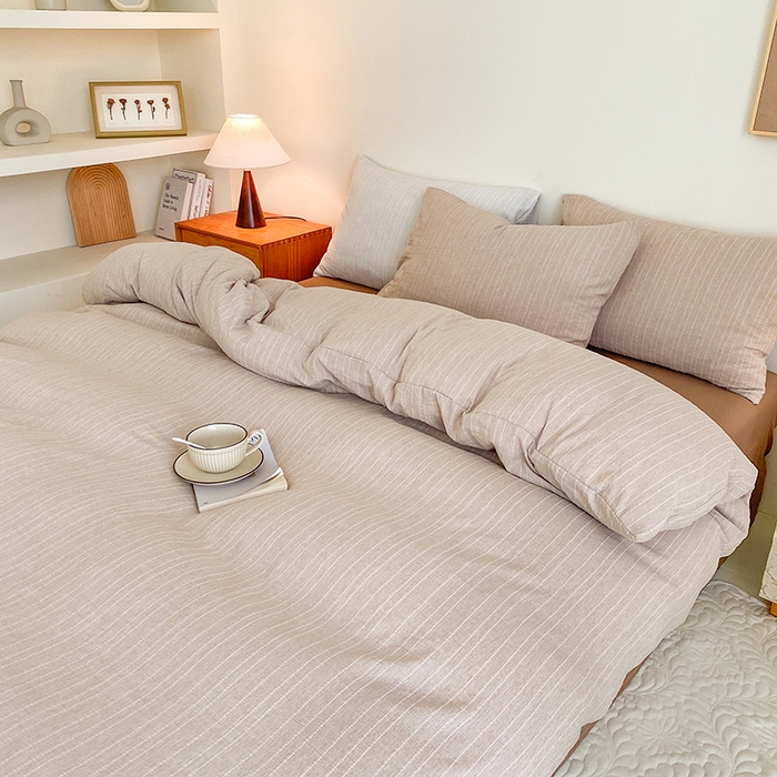 91家纺网 家纺一手货源 找家纺 瑜珠家纺 2026新款水洗棉提花四件套-绵屿 绵屿-咖色