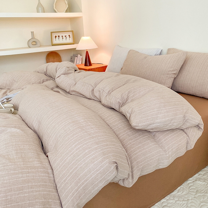 91家纺网 家纺一手货源 找家纺 瑜珠家纺 2026新款水洗棉提花四件套-绵屿 绵屿-咖色