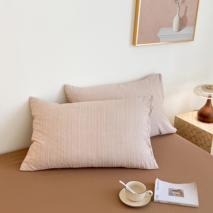 91家纺网 家纺一手货源 找家纺 瑜珠家纺 2026新款水洗棉提花四件套-绵屿 绵屿-咖色