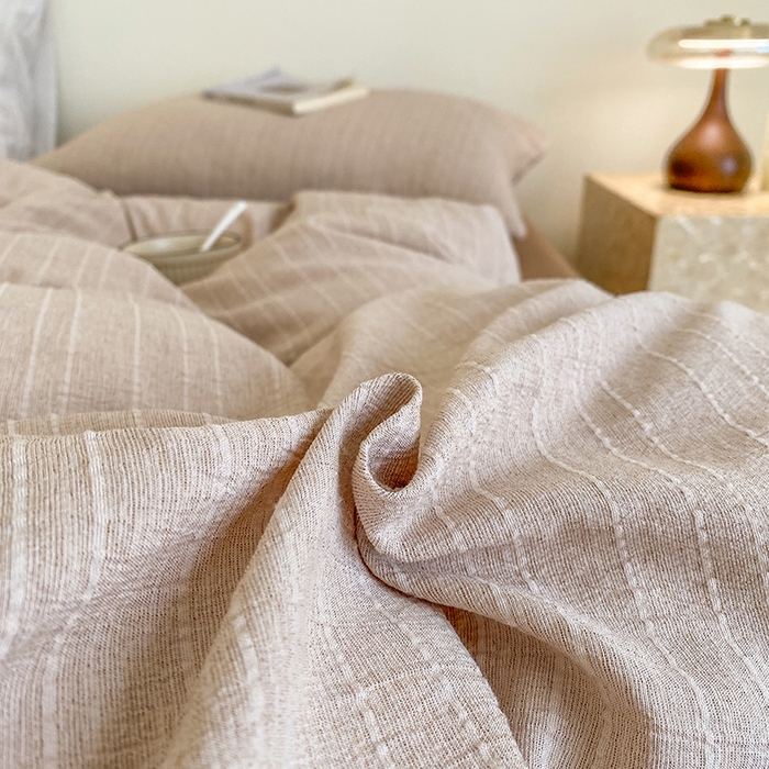 91家纺网 家纺一手货源 找家纺 瑜珠家纺 2026新款水洗棉提花四件套-绵屿 绵屿-咖色