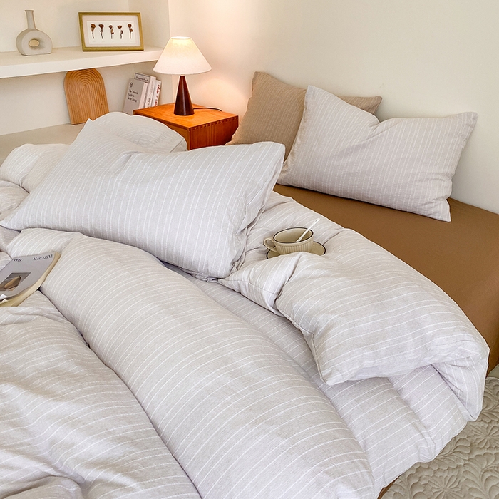 91家纺网 家纺一手货源 找家纺 瑜珠家纺 2026新款水洗棉提花四件套-绵屿 绵屿-卡其