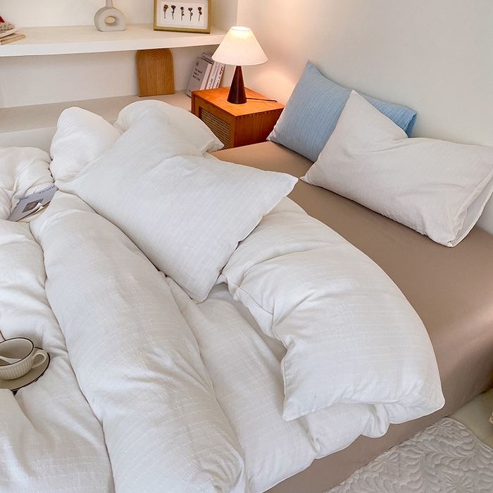 91家纺网 家纺一手货源 找家纺 瑜珠家纺 2026新款水洗棉提花四件套-绵屿 绵屿-米白