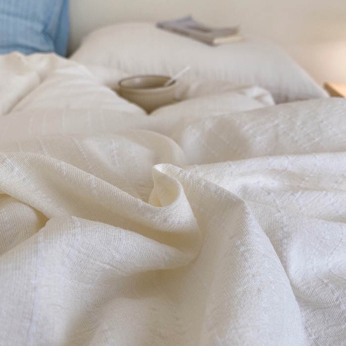 91家纺网 家纺一手货源 找家纺 瑜珠家纺 2026新款水洗棉提花四件套-绵屿 绵屿-米白