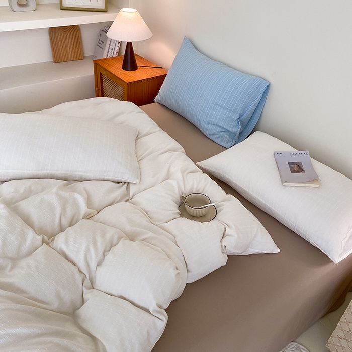 91家纺网 家纺一手货源 找家纺 瑜珠家纺 2026新款水洗棉提花四件套-绵屿 绵屿-米白