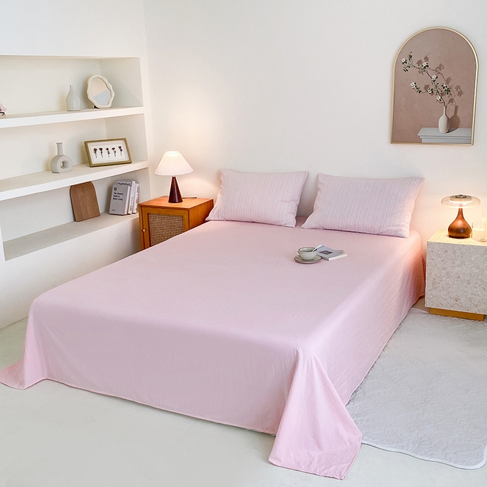 91家纺网 家纺一手货源 找家纺 瑜珠家纺 2026新款水洗棉提花四件套-绵屿 绵屿-浅粉