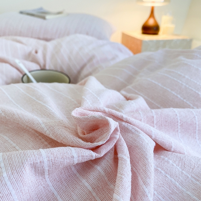 91家纺网 家纺一手货源 找家纺 瑜珠家纺 2026新款水洗棉提花四件套-绵屿 绵屿-浅粉