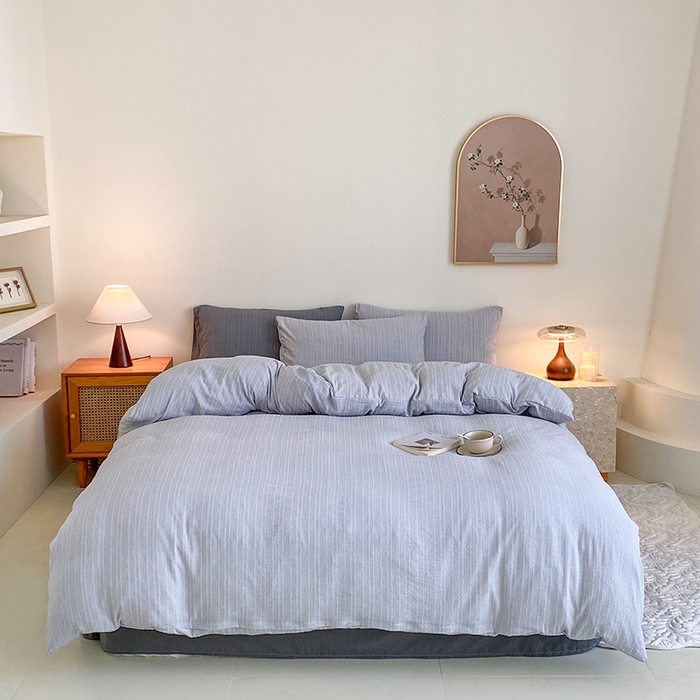 瑜珠家纺 2026新款水洗棉提花四件套-绵屿 绵屿-浅灰