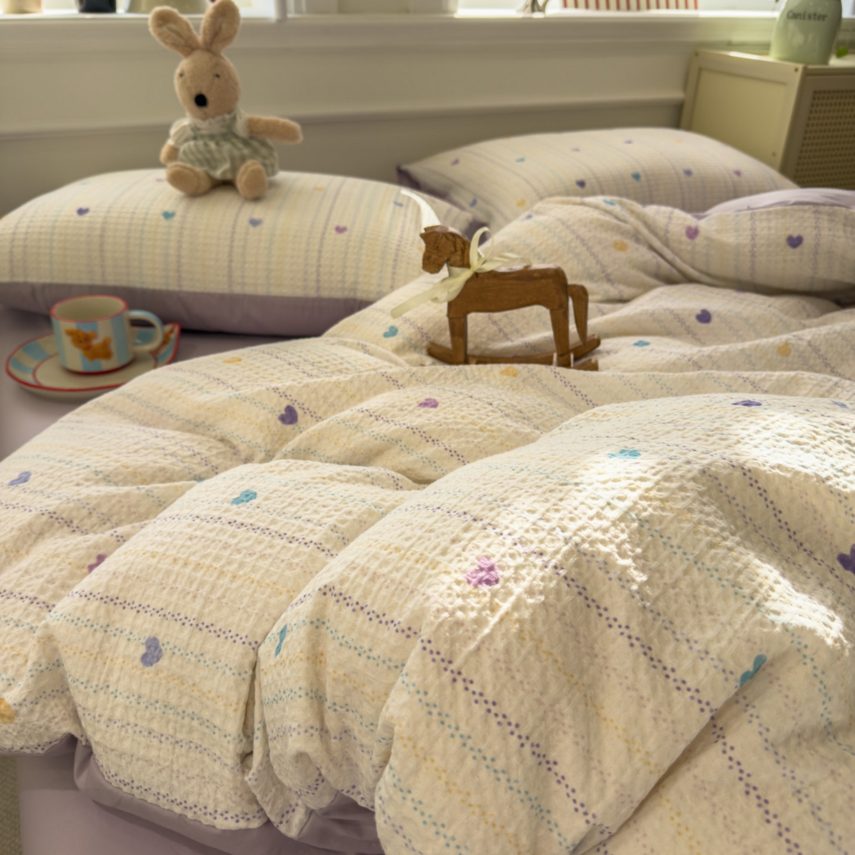 91家纺网 家纺一手货源 找家纺 （总）眠博士 2026新款A类全棉印花华夫格工艺四件套