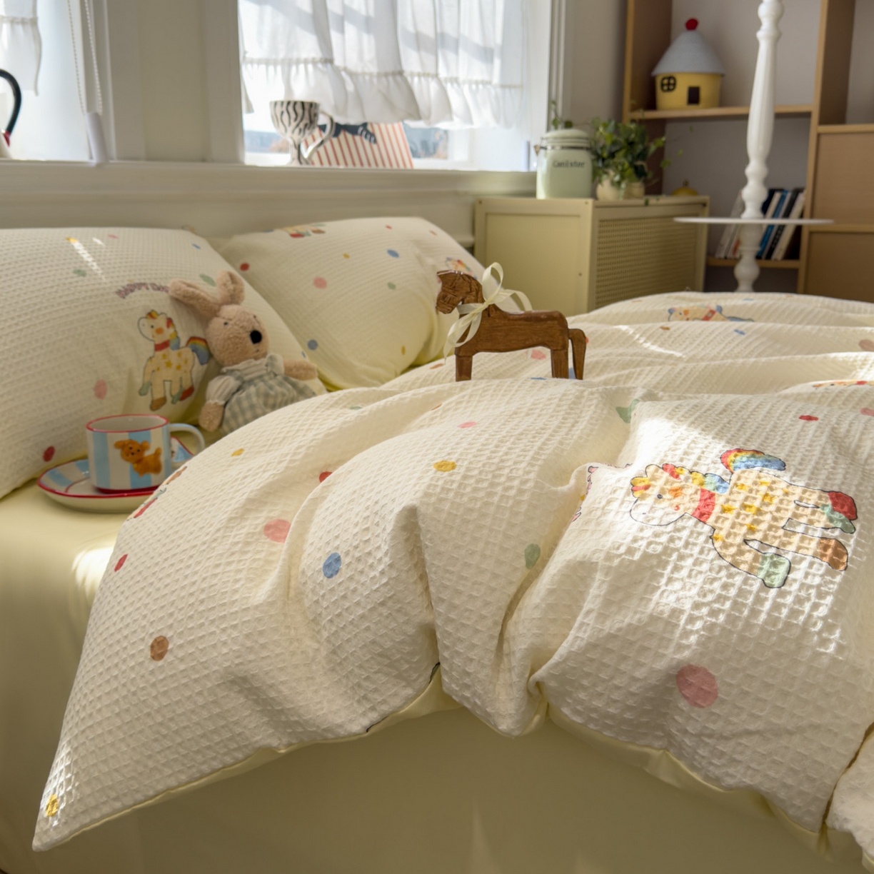 91家纺网 家纺一手货源 找家纺 （总）眠博士 2026新款A类全棉印花华夫格工艺四件套