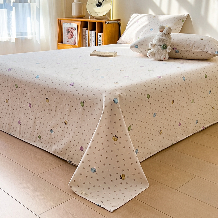 91家纺网 家纺一手货源 找家纺 芃成家纺 2026新款老粗布单床单 彩色南瓜