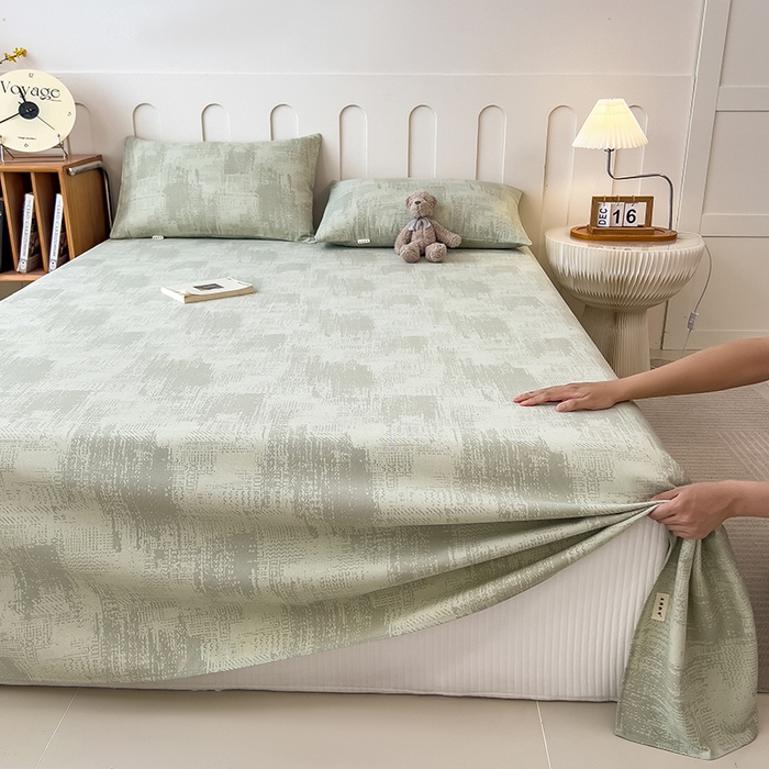 91家纺网 家纺一手货源 找家纺 芃成家纺 2026新款老粗布单床单 凡克-绿