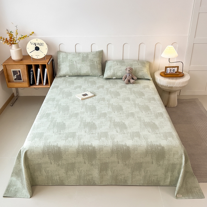 91家纺网 家纺一手货源 找家纺 芃成家纺 2026新款老粗布单床单 凡克-绿