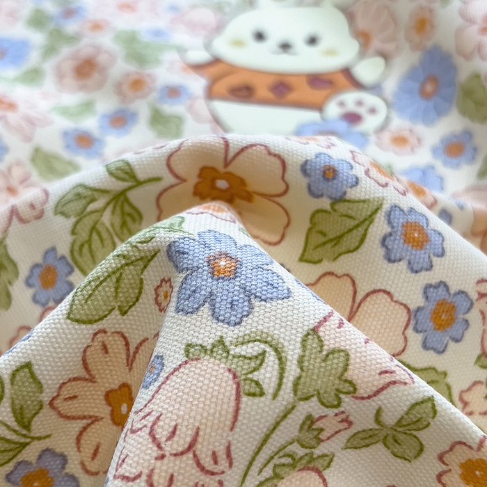 91家纺网 家纺一手货源 找家纺 芃成家纺 2026新款老粗布单床单 花园小兔