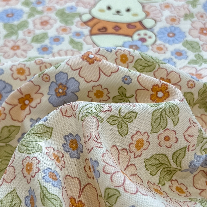 91家纺网 家纺一手货源 找家纺 芃成家纺 2026新款老粗布单床单 花园小兔